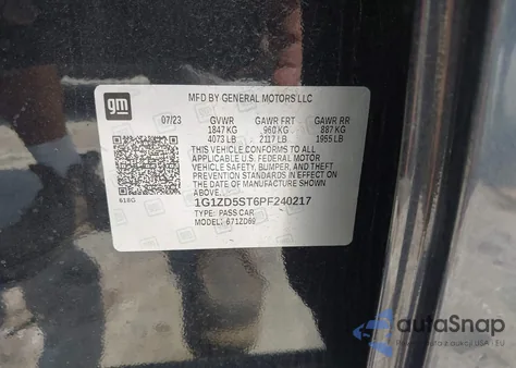 2023 Chevrolet Malibu Fwd 1Lt из США, поврежденный, VIN 1G1ZD5ST6PF240217